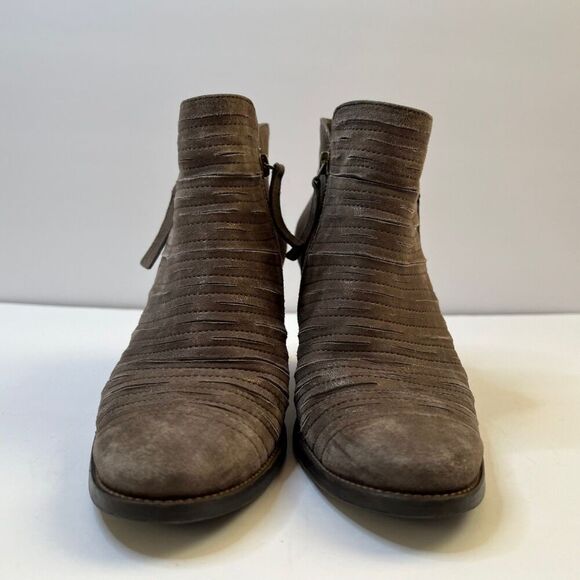 Paul Green Size US 7 Women Taupe Malibu Sliced Metallic Heels Zip Ankle Boots - Picture 4 of 12